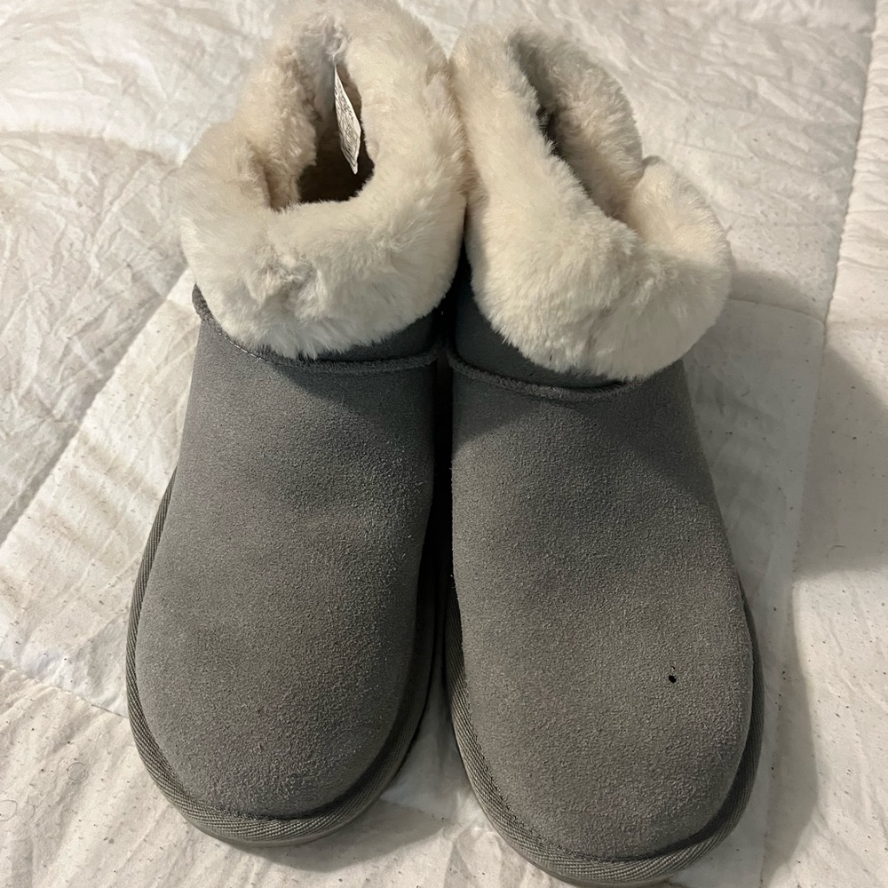 koolaburra by ugg Boots Size 6 Grey With Wool Top Small Dot See‎ Pic Barley Worn